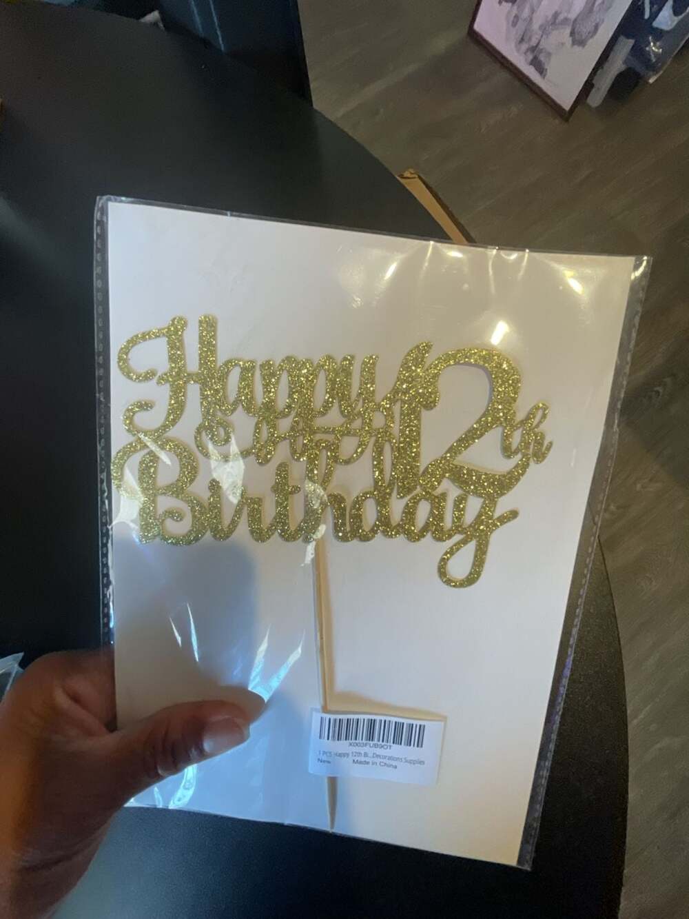 Gold Glitter Happy 12th Birthday Cake Topper Party Decoration Supplies